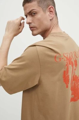 G-Star Raw t-shirt bawełniany męski kolor beżowy z nadrukiem D24691-C784