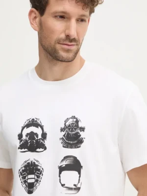 G-Star t-shirt bawełniany męski kolor beżowy z nadrukiem D25160-336