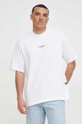 G-Star Raw t-shirt bawełniany męski kolor biały z aplikacją