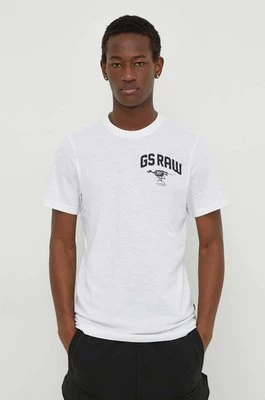 G-Star Raw t-shirt bawełniany męski kolor biały z nadrukiem
