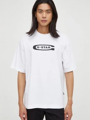 G-Star Raw t-shirt bawełniany męski kolor biały z nadrukiem