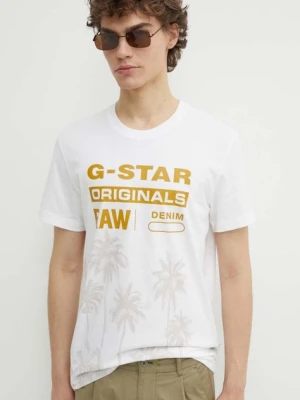 G-Star t-shirt bawełniany męski kolor biały z nadrukiem D24681-336