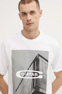 G-Star Raw t-shirt bawełniany męski kolor biały z nadrukiem D24683-C372