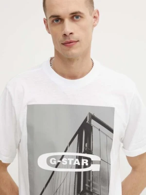 G-Star Raw t-shirt bawełniany męski kolor biały z nadrukiem D24683-C372