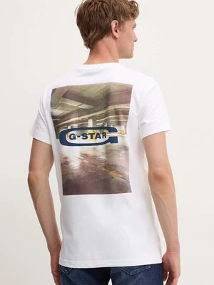 G-Star Raw t-shirt bawełniany męski kolor biały z nadrukiem D25093-C784