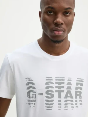 G-Star t-shirt bawełniany męski kolor biały z nadrukiem D25140-336