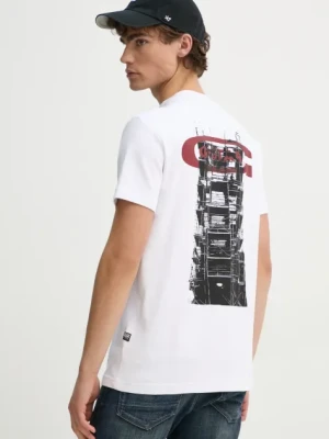 G-Star Raw t-shirt bawełniany męski kolor biały z nadrukiem D25141-C812