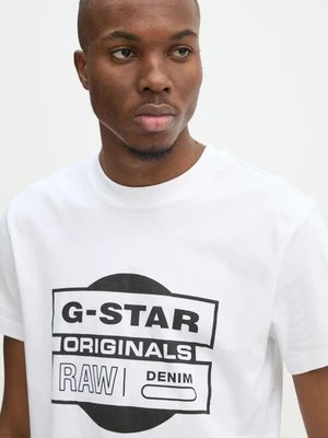 G-Star Raw t-shirt bawełniany męski kolor biały z nadrukiem D25443-8415