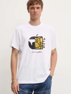 G-Star t-shirt bawełniany męski kolor biały z nadrukiem D25702-C336