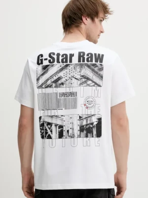 G-Star t-shirt bawełniany męski kolor biały z nadrukiem D25976-C784