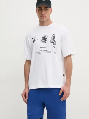 G-Star Raw t-shirt bawełniany męski kolor biały z nadrukiem D25978-C336