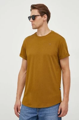 G-Star Raw t-shirt bawełniany męski kolor brązowy gładki