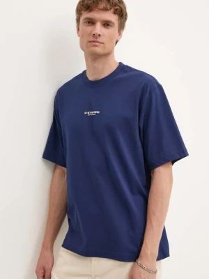 G-Star t-shirt bawełniany męski kolor niebieski z aplikacją
