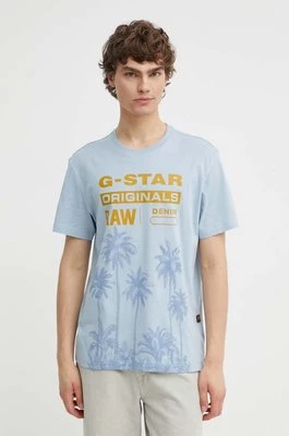 G-Star Raw t-shirt bawełniany męski kolor niebieski z nadrukiem D24681-336