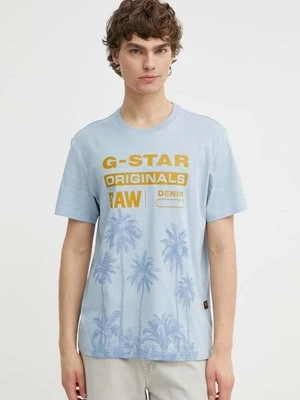 G-Star Raw t-shirt bawełniany męski kolor niebieski z nadrukiem D24681-336