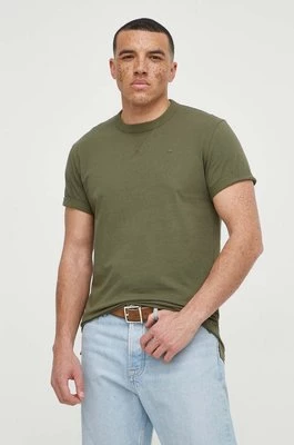 G-Star Raw t-shirt bawełniany męski kolor zielony gładki