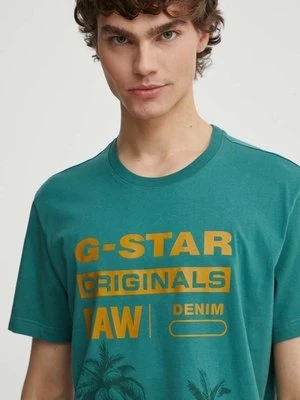 G-Star Raw t-shirt bawełniany męski kolor zielony z nadrukiem D24681-336