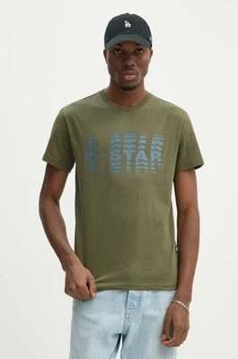 G-Star Raw t-shirt bawełniany męski kolor zielony z nadrukiem D25140-336