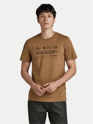 G-Star Raw T-Shirt Distressed D24420-336-7172 Brązowy Slim Fit