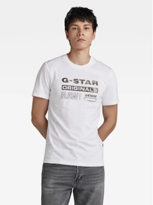 G-Star Raw T-Shirt Distressed D24420-336 Biały Slim Fit
