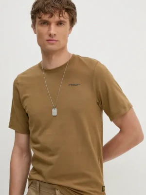 G-Star Raw t-shirt męski kolor brązowy gładki