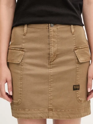 G-Star spódnica jeansowa kolor brązowy mini rozkloszowana D25235-C106