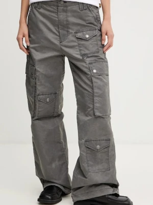 G-Star spodnie Mega cargo damskie kolor szary fason cargo high waist D27437-D192