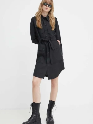 G-Star sukienka z domieszką lnu