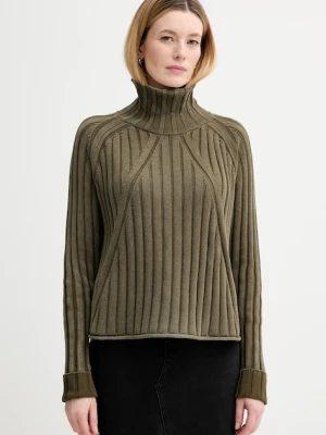 G-Star sweter bawełniany 0 damski kolor zielony z golfem D27172.D630