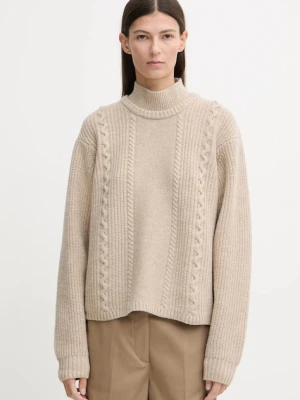 G-Star sweter wełniany 0 damski kolor beżowy ciepły z golfem D27730.D770