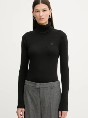 G-Star sweter wełniany 0 damski kolor czarny lekki z golfem D27713.B692