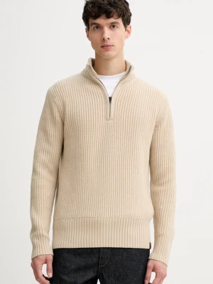 G-Star sweter z dodatkiem wełny męski kolor beżowy ciepły z półgolfem D23938.E212