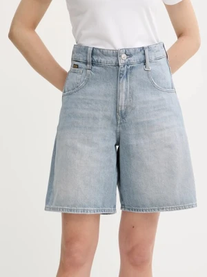 G-Star szorty jeansowe damskie kolor niebieski gładkie high waist D26582-D943