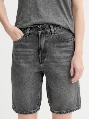 G-Star szorty jeansowe damskie kolor szary gładkie high waist D26268-D933
