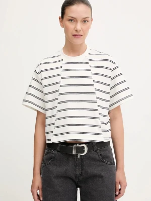 G-Star t-shirt bawełniany A line stripe boxy beżowy