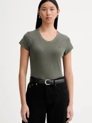 G-Star t-shirt bawełniany Overdyed eyben slim 2.0 damski kolor zielony D24533-B059-B575