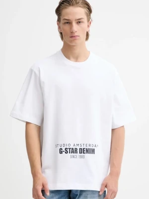 G-Star t-shirt bawełniany męski kolor biały z nadrukiem D27985-D709