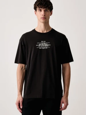 G-Star T-shirt męski bawełniany Multi text relaxed r t czarny