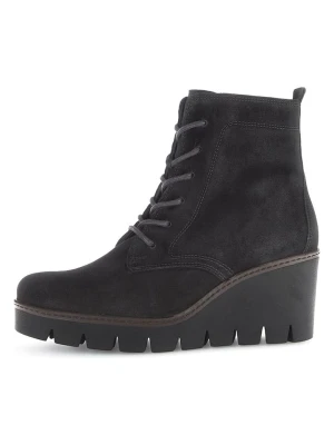 Gabor Skórzane kozaki w kolorze czarnym na koturnie rozmiar: 40