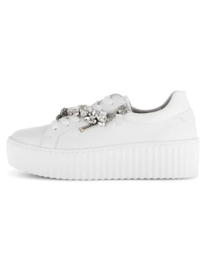 Gabor Skórzane sneakersy w kolorze srebrno-białym rozmiar: 37