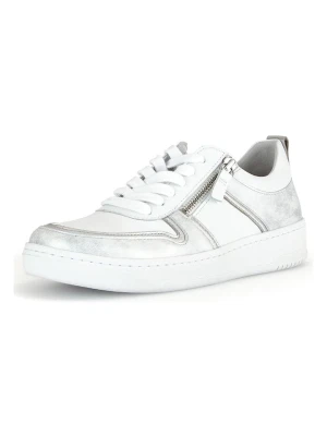 Gabor Skórzane sneakersy w kolorze srebrno-białym rozmiar: 38