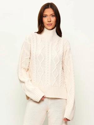 Gaëlle Paris Półgolf | Relaxed fit | z dodatkiem wełny kremowy