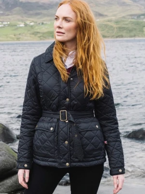 Galloway damska pikowana kurtka z paskiem - Green Hinter + Hobart