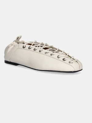 GANNI baleriny Eyelets Lace Up kolor beżowy S2962