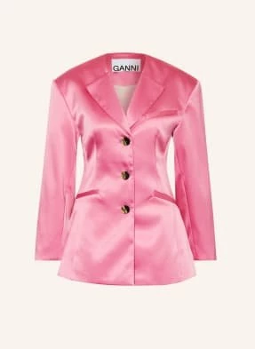 Ganni Blezer Satynowy pink