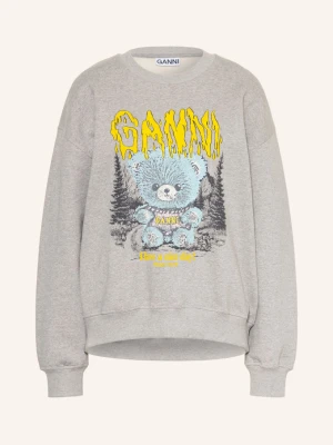 Ganni Bluza Oversize Z Kamyczkami Ozdobnymi grau szary
