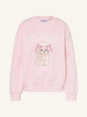 Ganni Bluza Z Kamieniami Ozdobnymi rosa