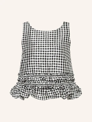 Ganni Bluzka Bez Rękawów Z Falbankami schwarz