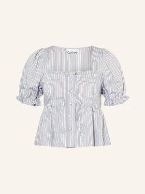 Ganni Bluzka Z Falbankami blau