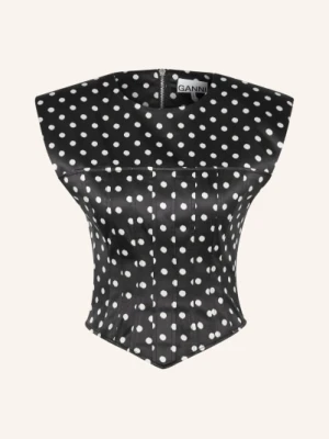 Ganni Bluzka Z Satyny schwarz